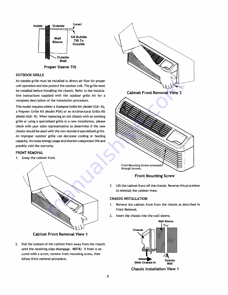 Goodman PACKAGE TERMINAL AIR CONDITIONER/HEAT PUMP Installation Instructions & Owner'S Manual Download Page 8