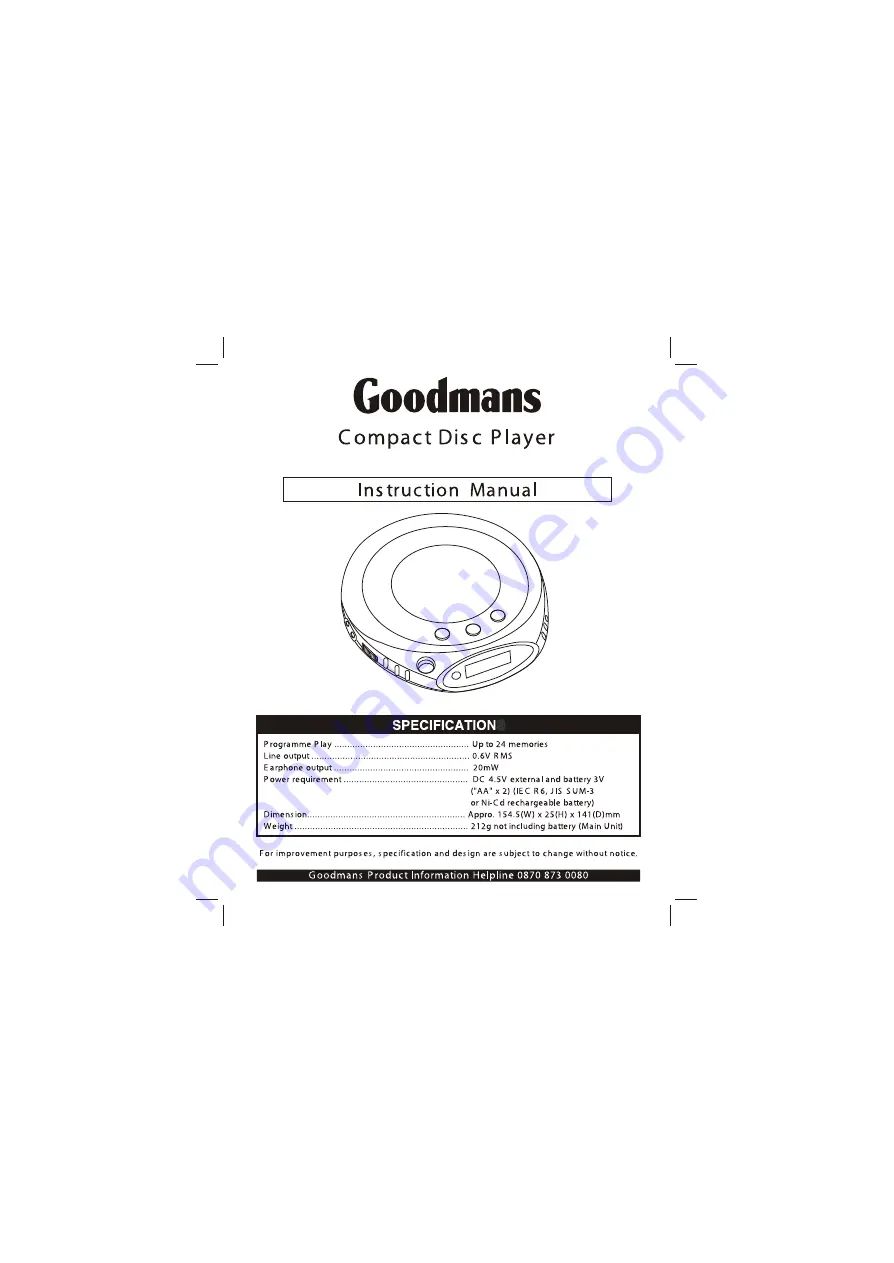 Goodmans GCD524R Instruction Manual Download Page 1