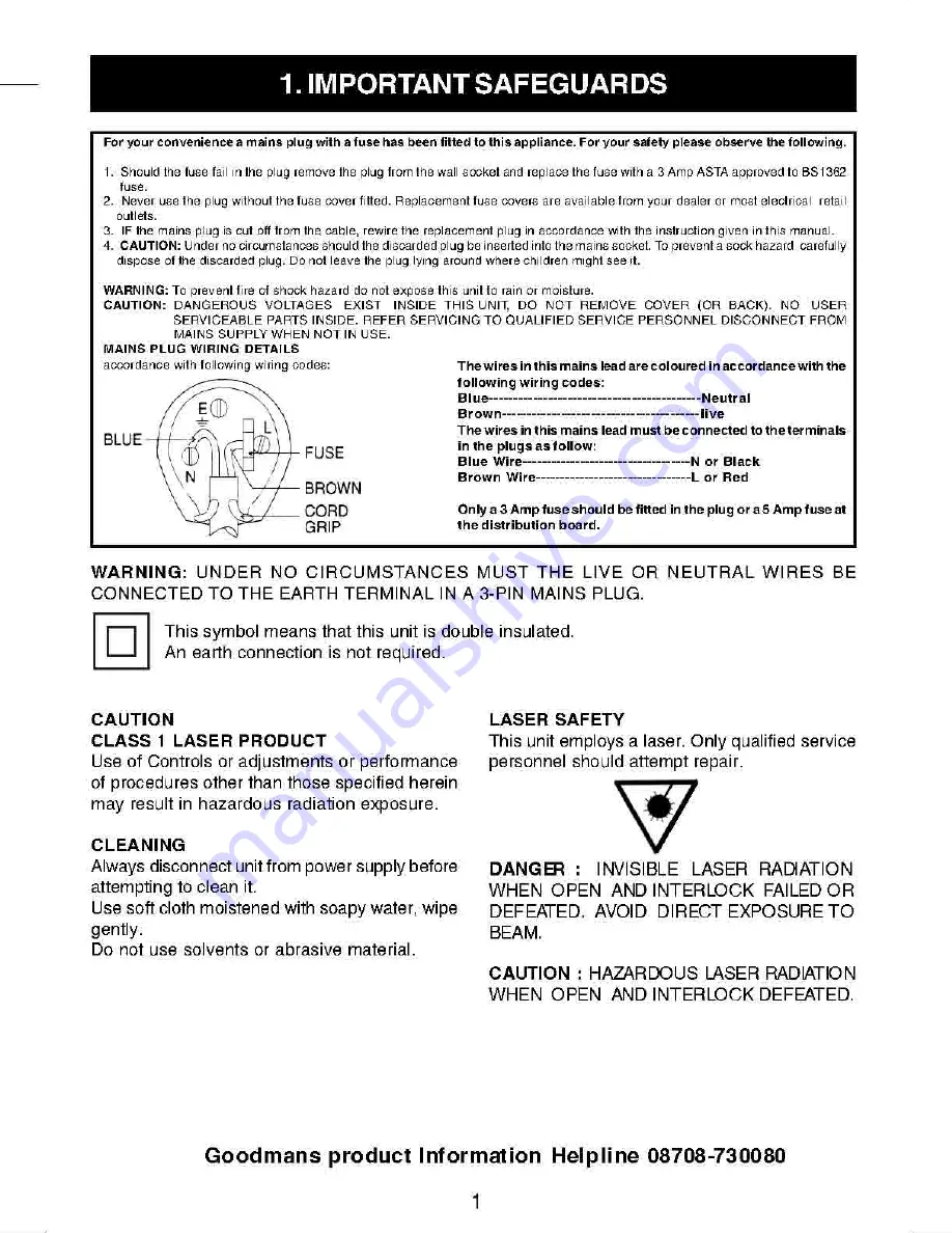 Goodmans gcdr1950r Instruction Manual Download Page 3