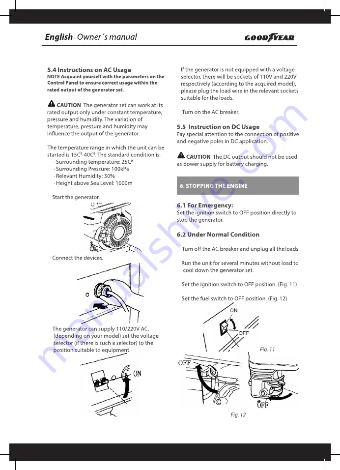 Goodyear GY 1300G Owner'S Manual Download Page 38