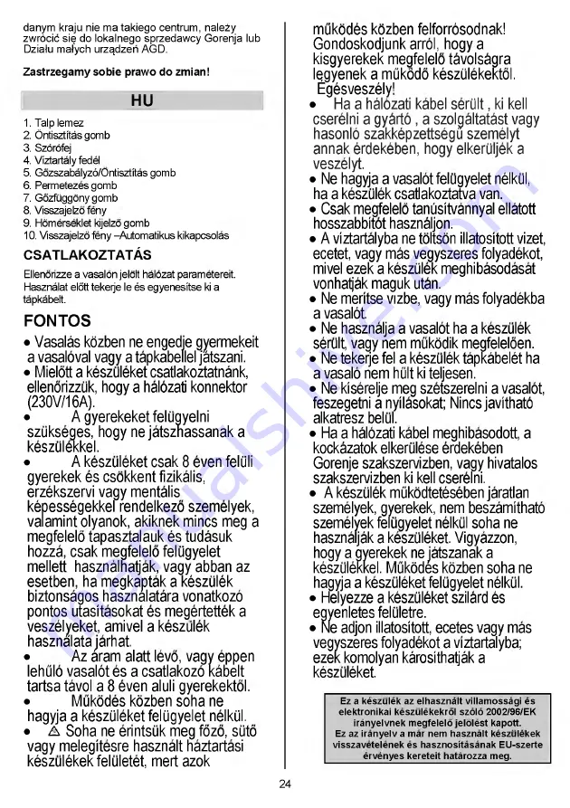 Gorenje SIH 2600 BSS Instruction Manual Download Page 24