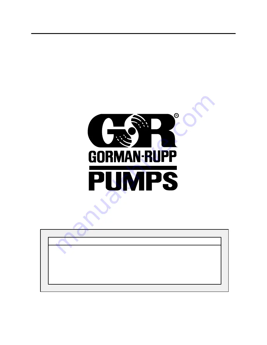 GORMAN-RUPP PUMPS 2D-X.75 3P Installation, Operation, And Maintenance Manual With Parts List Download Page 1