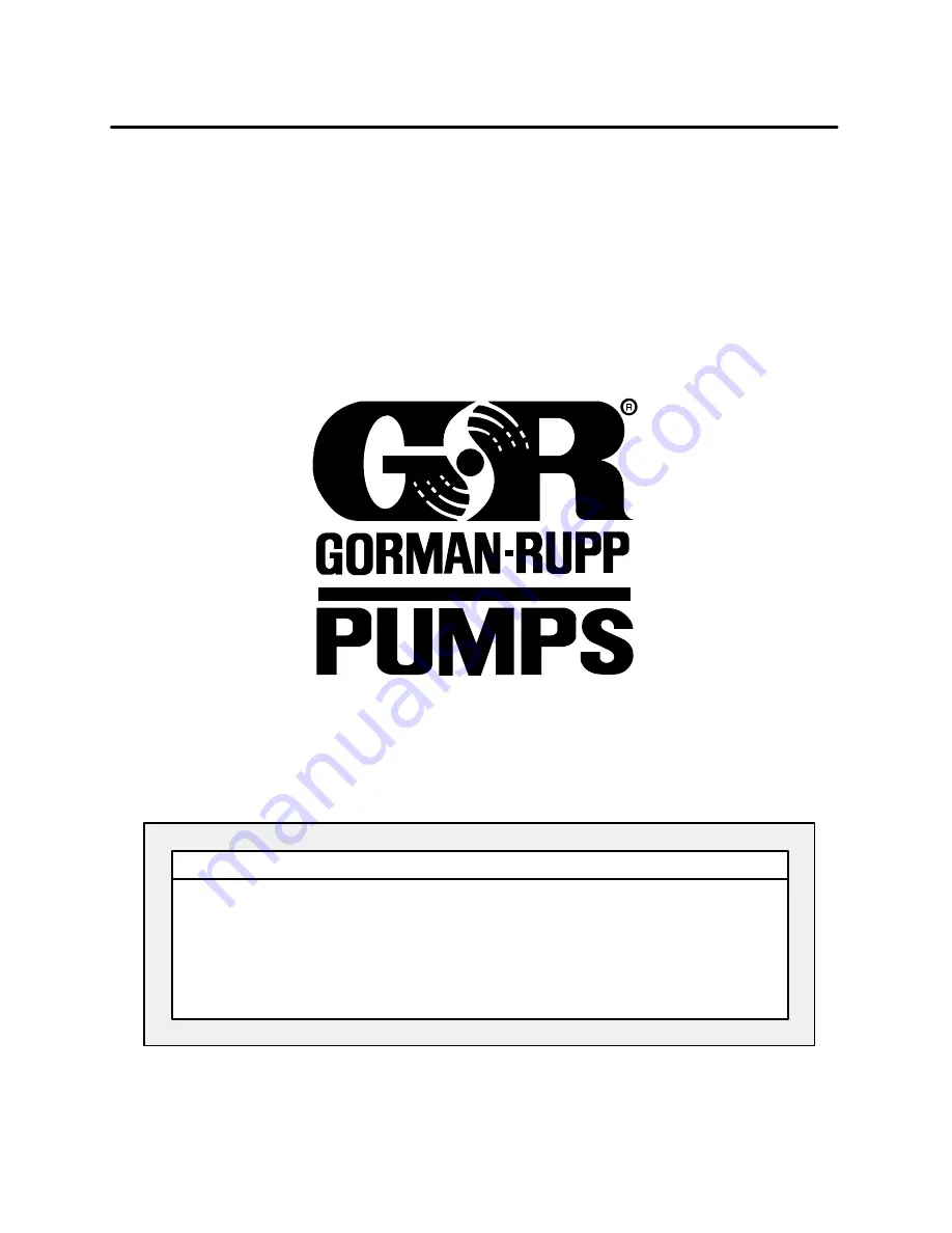 GORMAN-RUPP PUMPS 3D-B Installation, Operation, And Maintenance Manual With Parts List Download Page 1