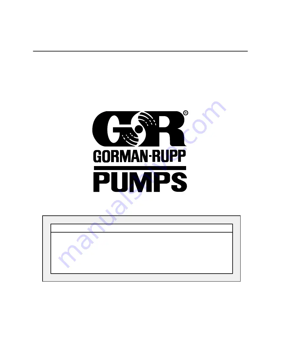 GORMAN-RUPP PUMPS 4D-E3 3P Installation, Operation, And Maintenance Manual With Parts List Download Page 1