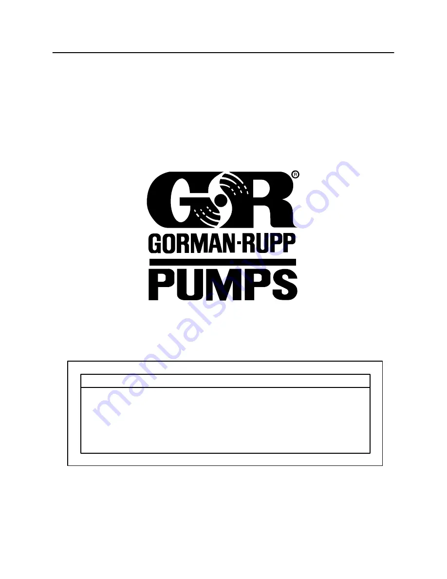 GORMAN-RUPP PUMPS GRP33-30 Installation, Operation And Maintenance Manual Download Page 1