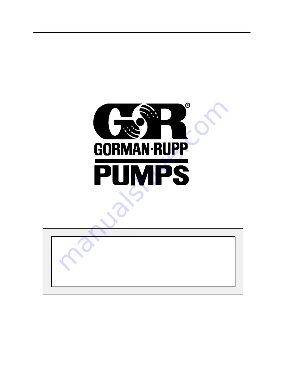 GORMAN-RUPP PUMPS PA Seris Installation, Operation And Maintenance Manual Download Page 1