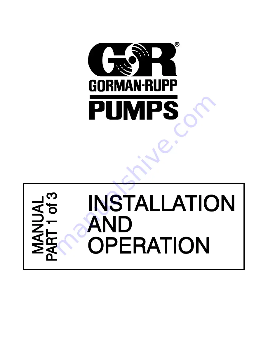 GORMAN-RUPP PUMPS Roto-Prime RD Series Installation And Operation Manual Download Page 1