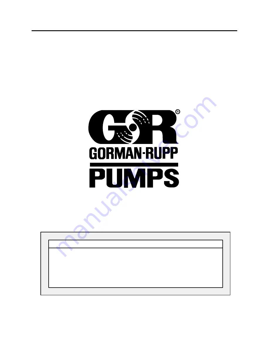 GORMAN-RUPP PUMPS SUPER T T6A60S-4045T Series Installation, Operation, And Maintenance Manual With Parts List Download Page 1