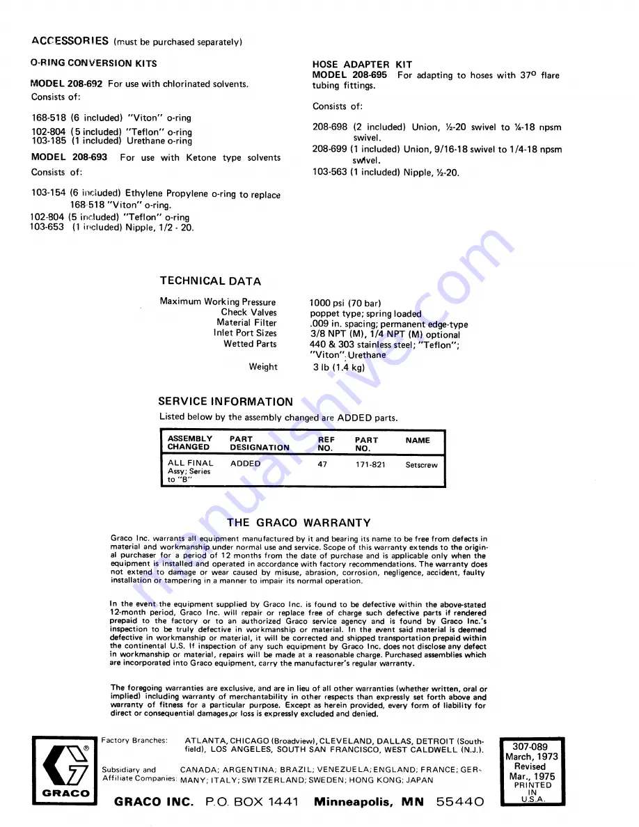 Graco 208-644 Instructions-Parts List Manual Download Page 8