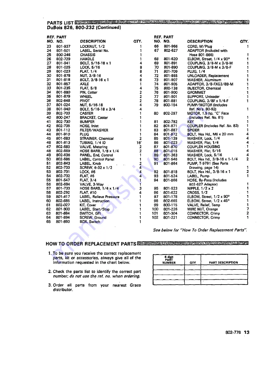 Graco Hydra-Clean 826 Instructions- Instructions-Parts List Manual Download Page 13