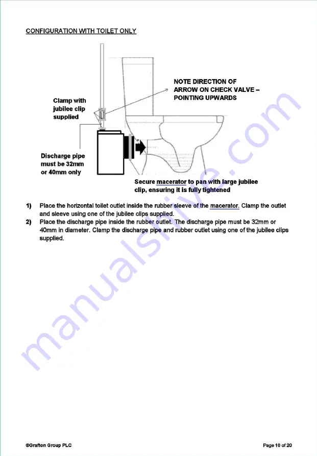 GRAFTON Plumbworld Ultraflow Macerator Instruction Manual Download Page 10