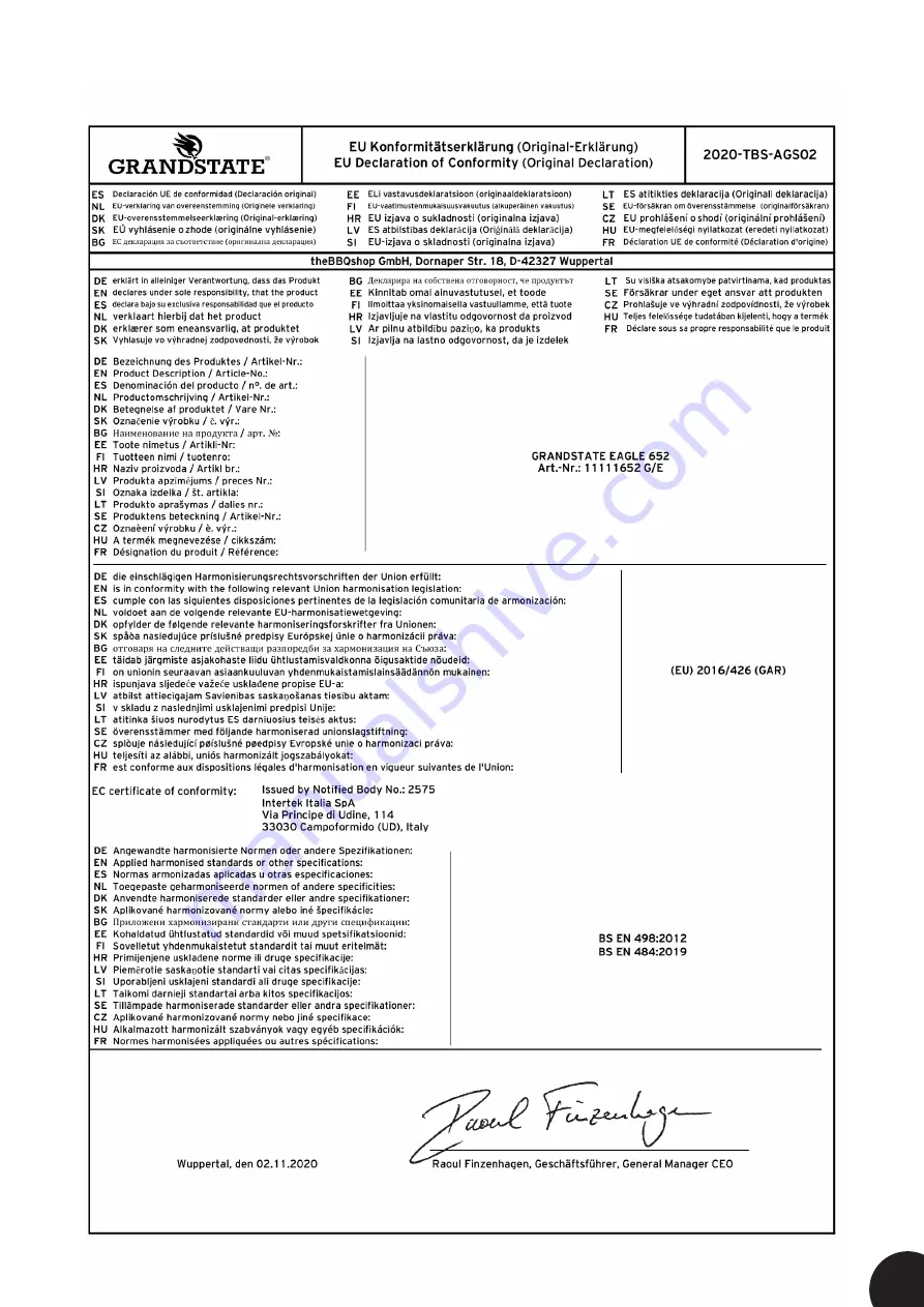 GRANDSTATE 11111652 E Safety, Installation, Operation And Maintenance Download Page 47