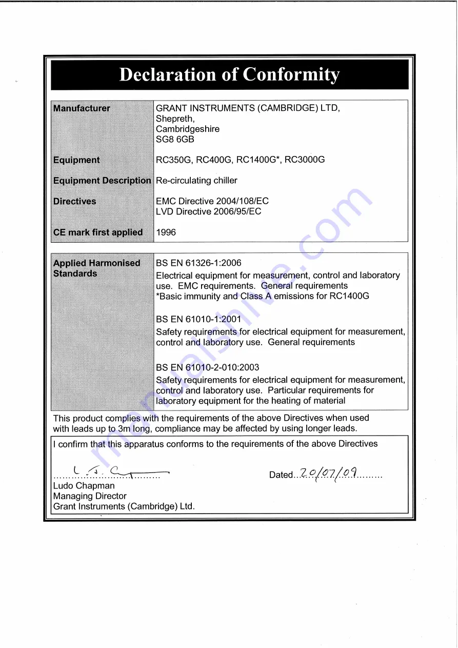 Grant CIR2020 Operating Manual Download Page 15