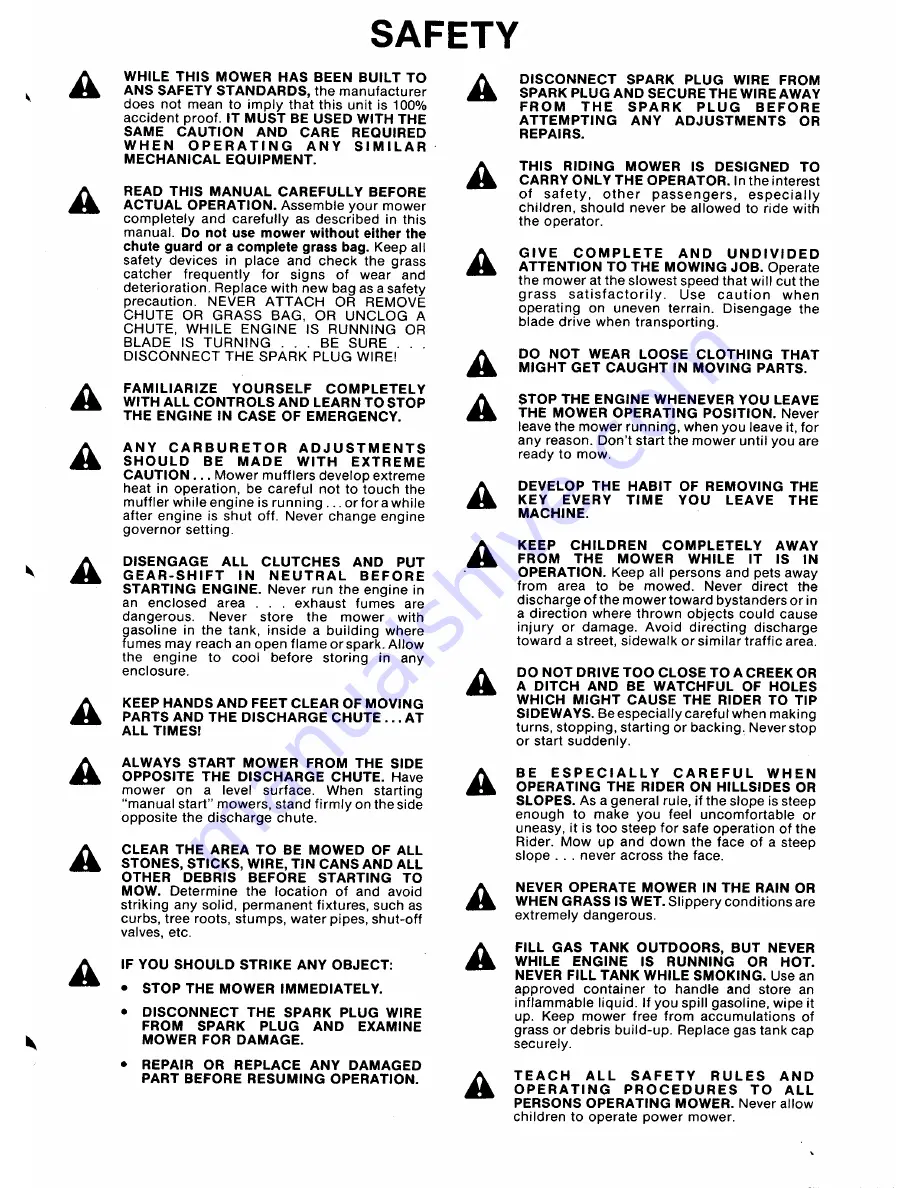 Gravely 1130E Operator'S Manual Download Page 3