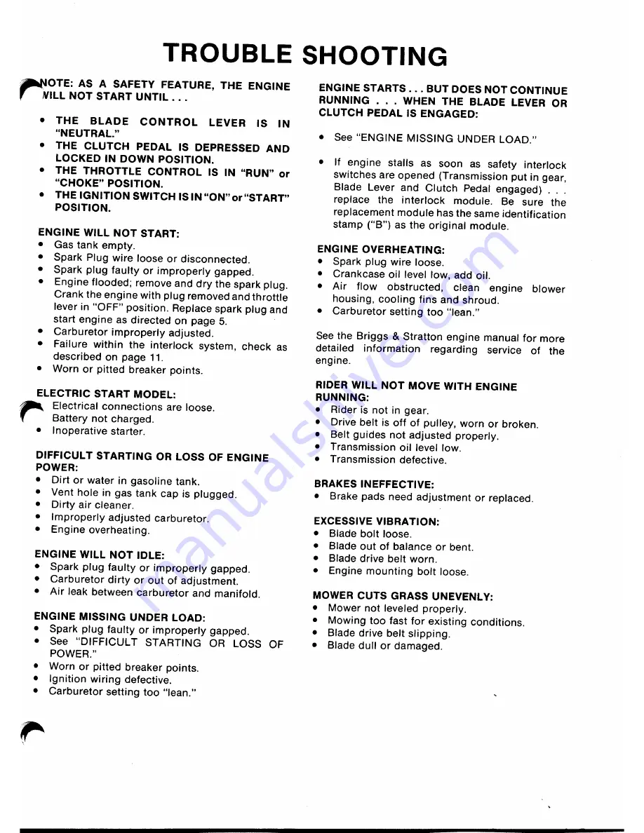 Gravely 1130E Operator'S Manual Download Page 17