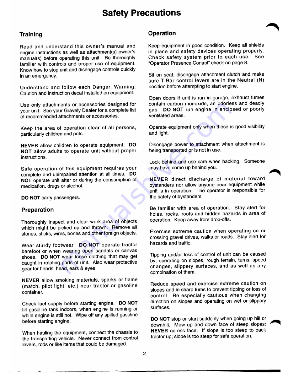 Gravely 992 Owner'S Manual Download Page 4