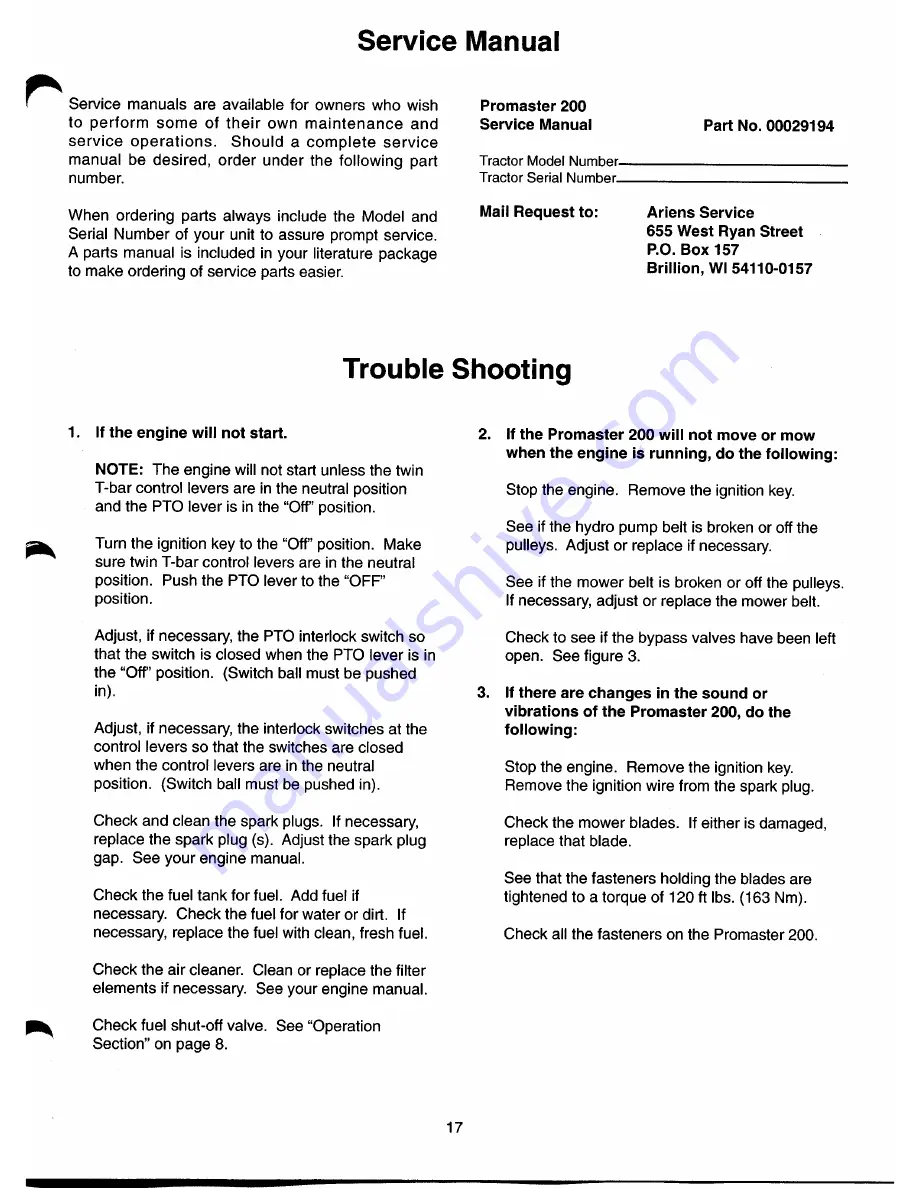 Gravely 992 Owner'S Manual Download Page 19