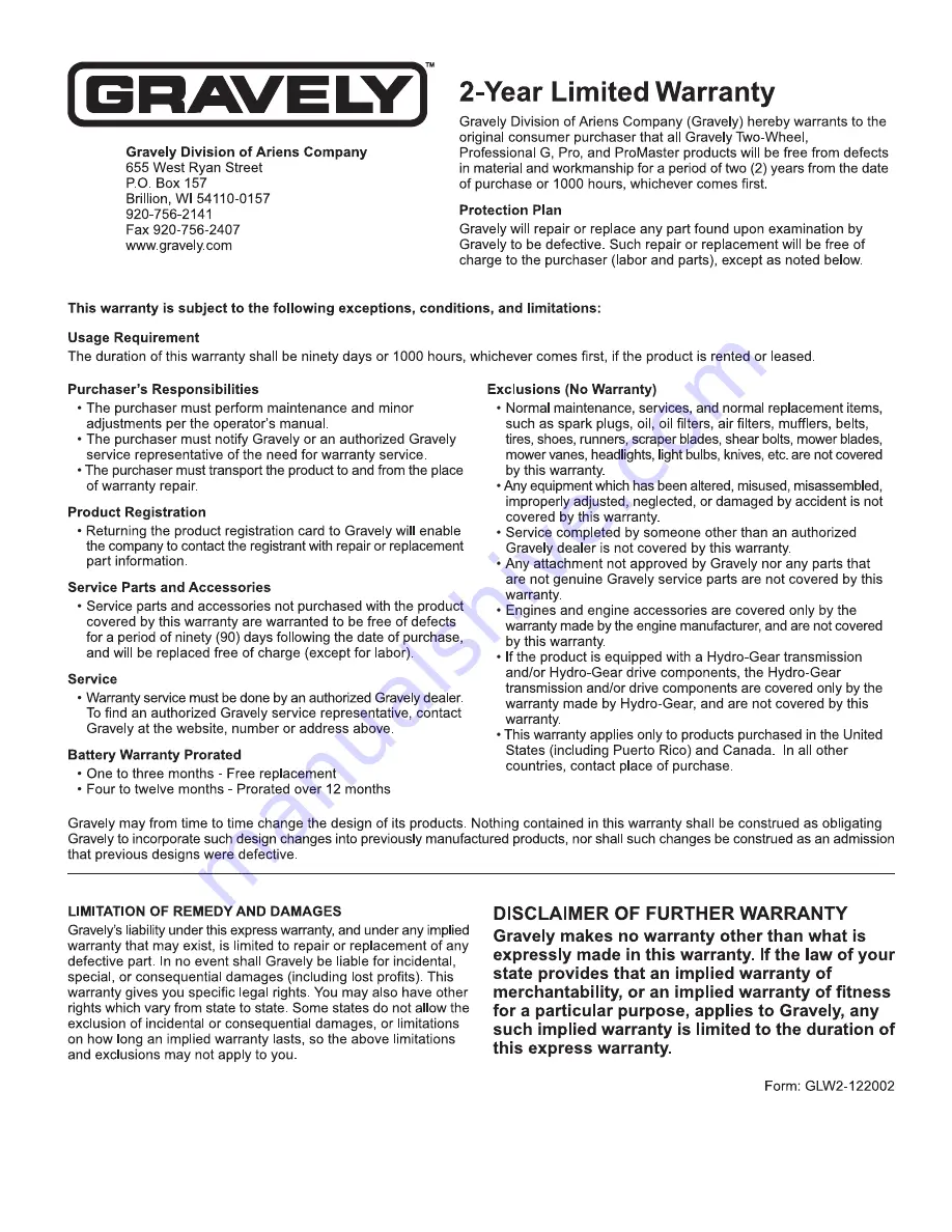 Gravely 992042 19HP PM144Z Owner'S/Operator'S Manual Download Page 31