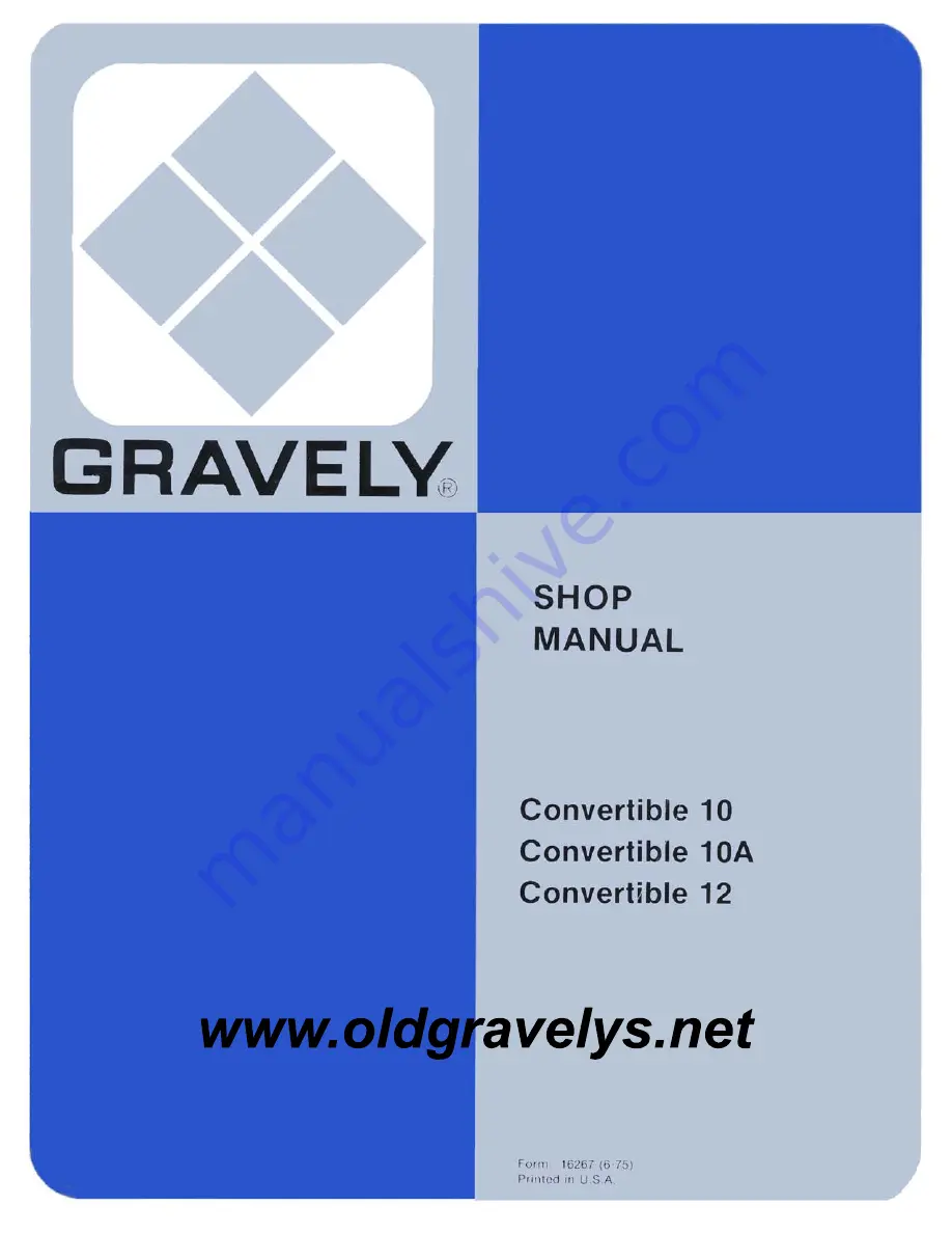 Gravely CONVERTIBLE 10 Shop Manual Download Page 1