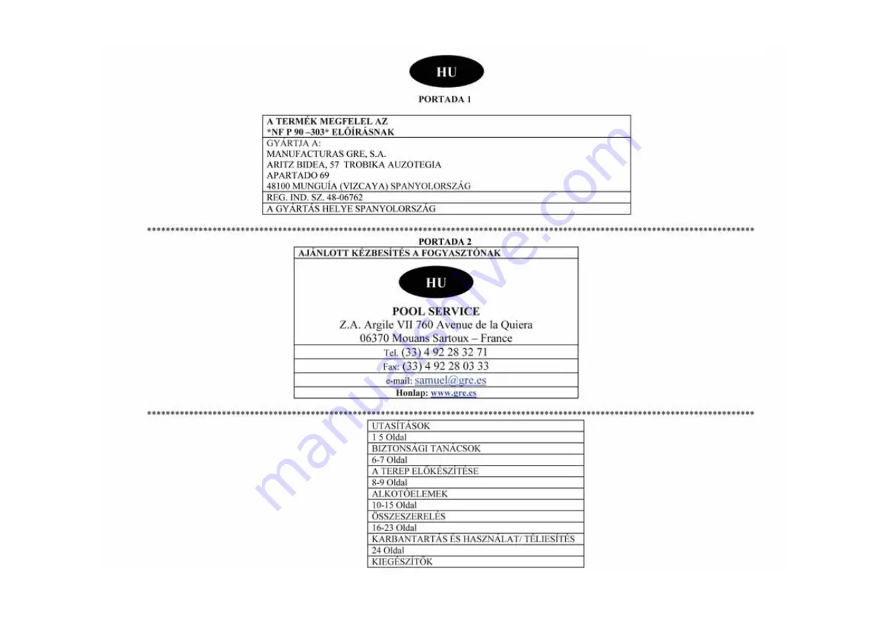 GRE J.E.T. Pool Junior Manual Download Page 45