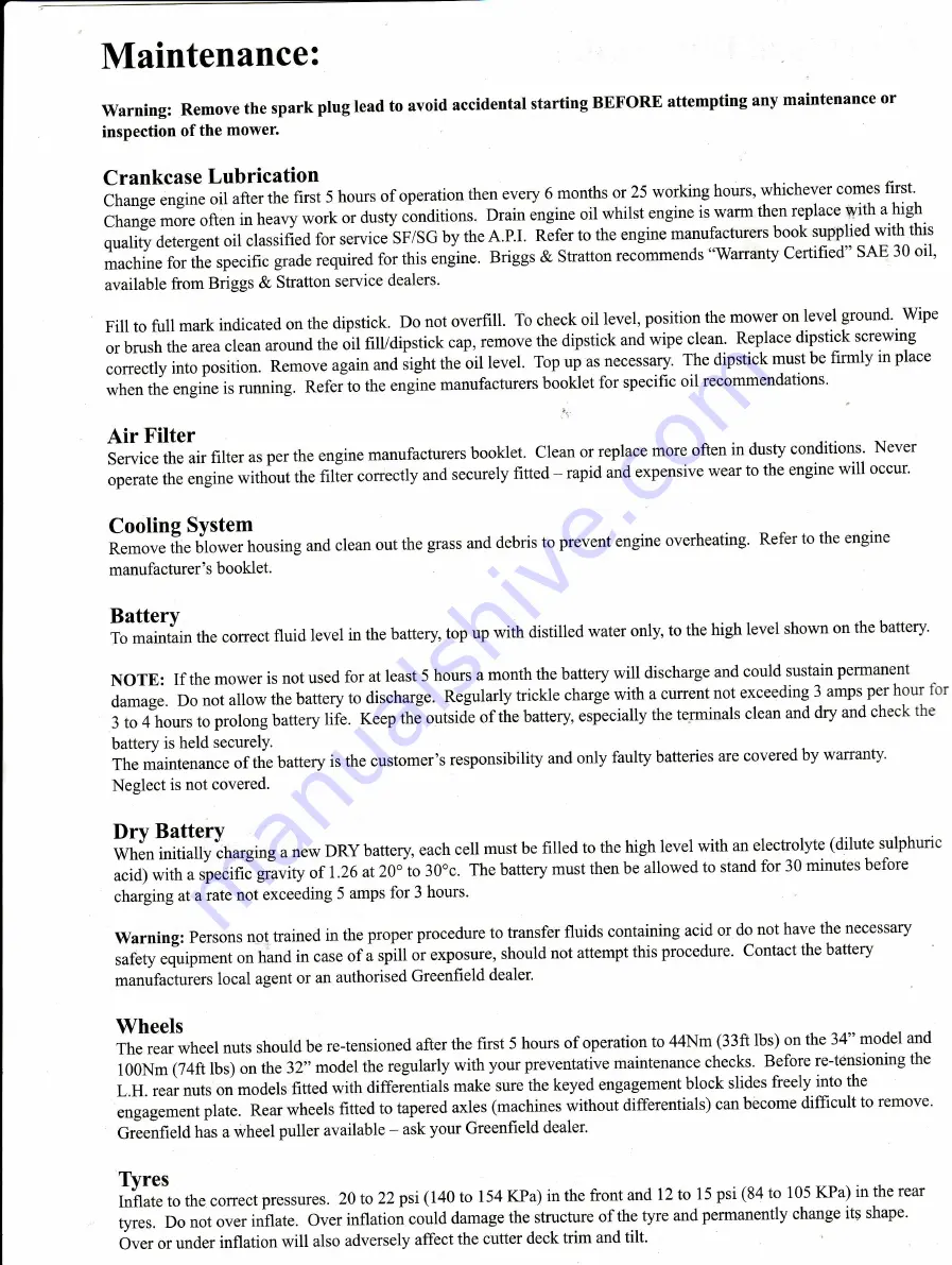 Greenfield Evolution Fastcut Series Owner'S Manual Download Page 9