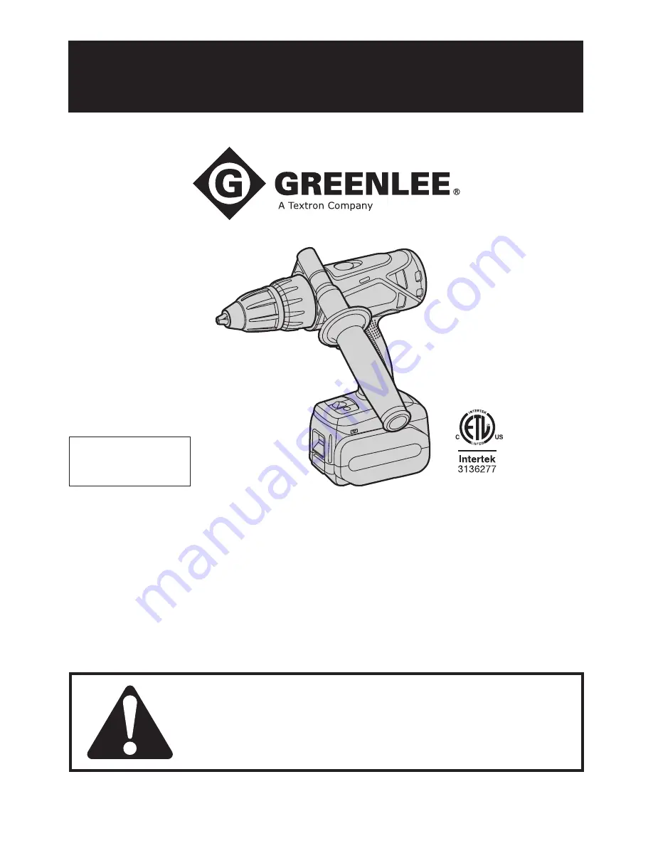 Greenlee 21.6V Скачать руководство пользователя страница 1