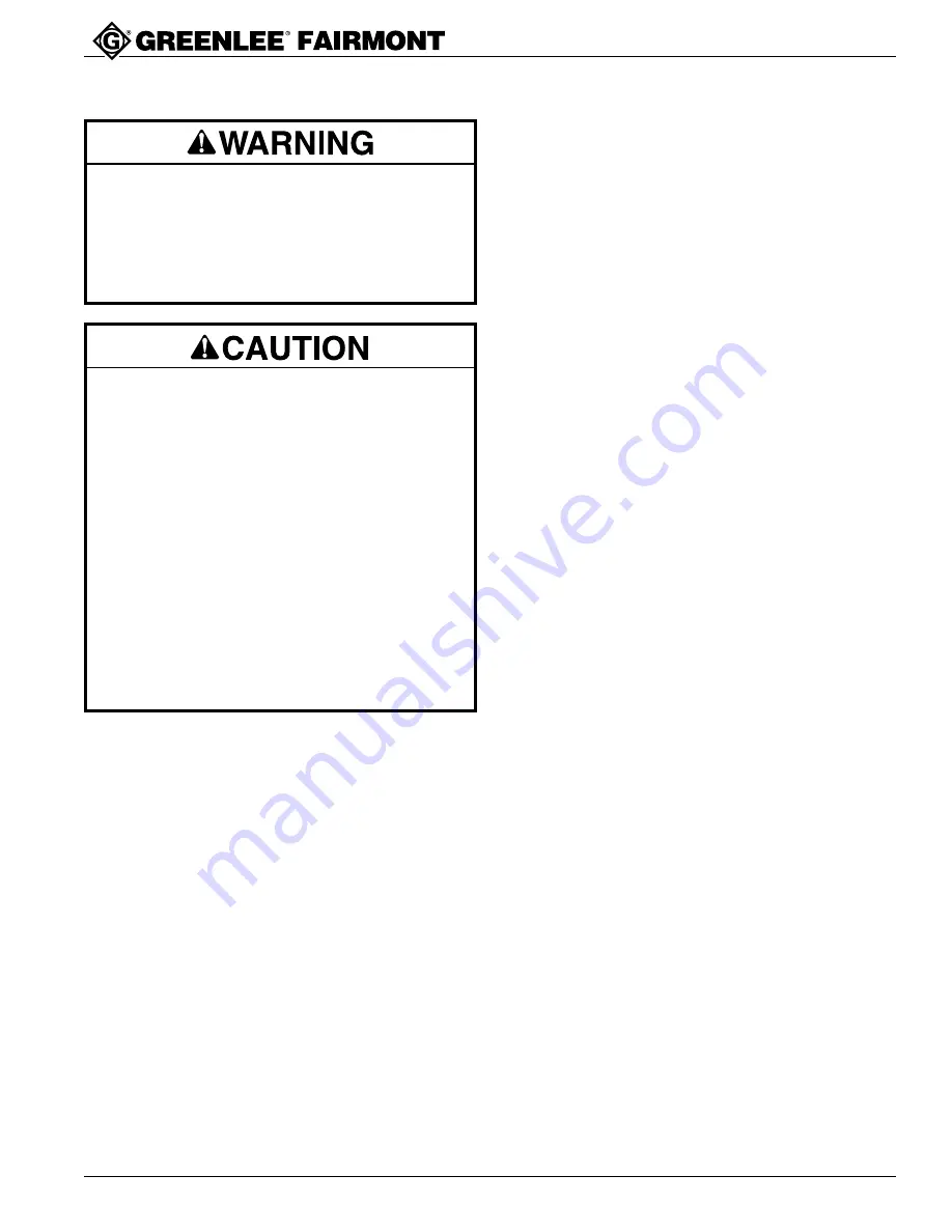 Greenlee 42247 Operation, Service And Parts Instruction Manual Download Page 5