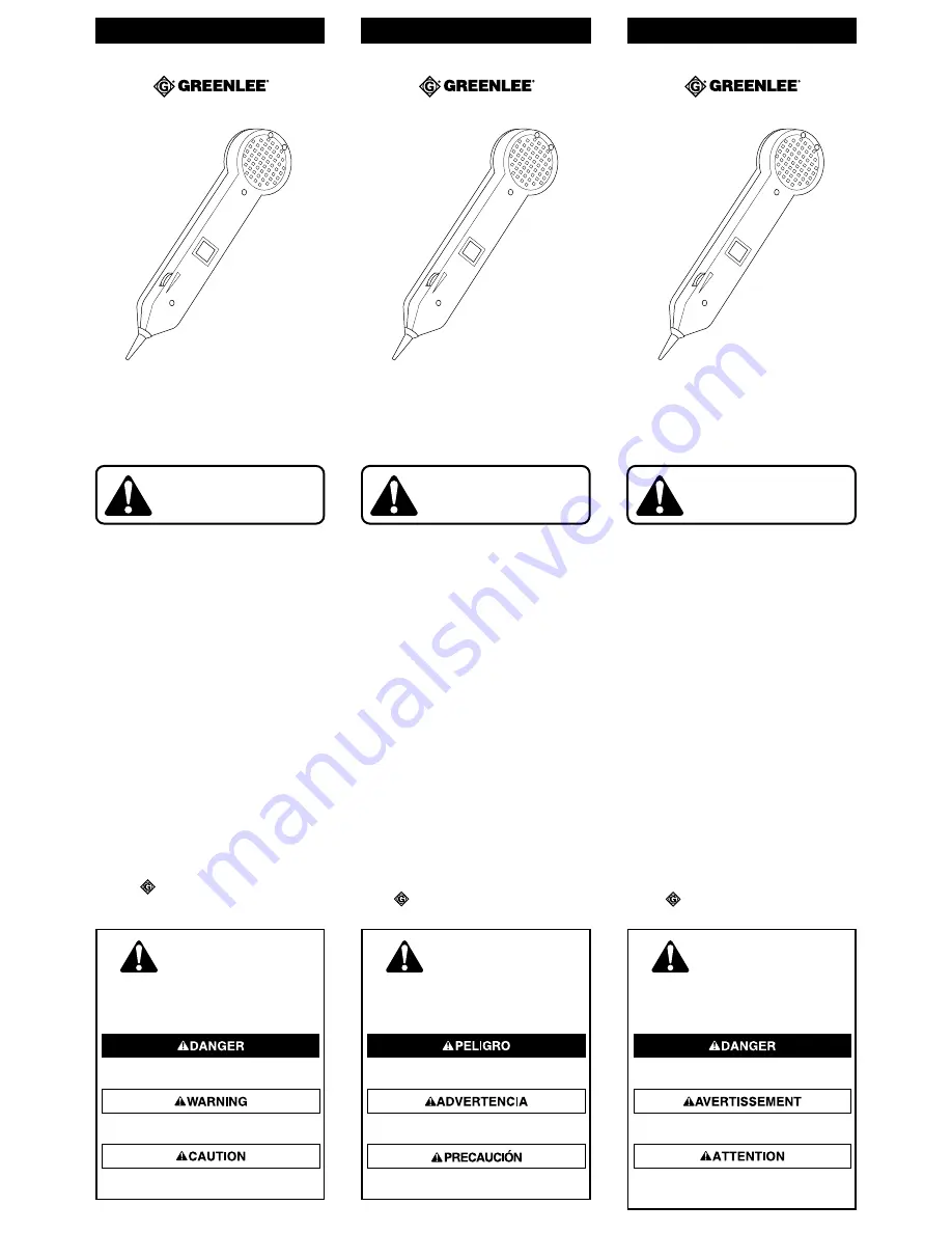 Greenlee 45396 Instruction Manual Download Page 1