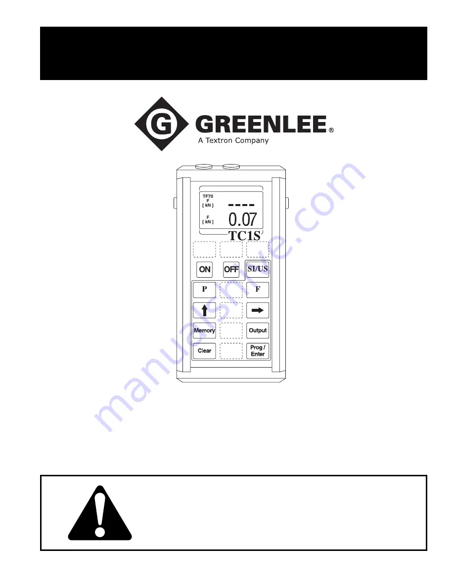 Greenlee TC1S Instruction Manual Download Page 1