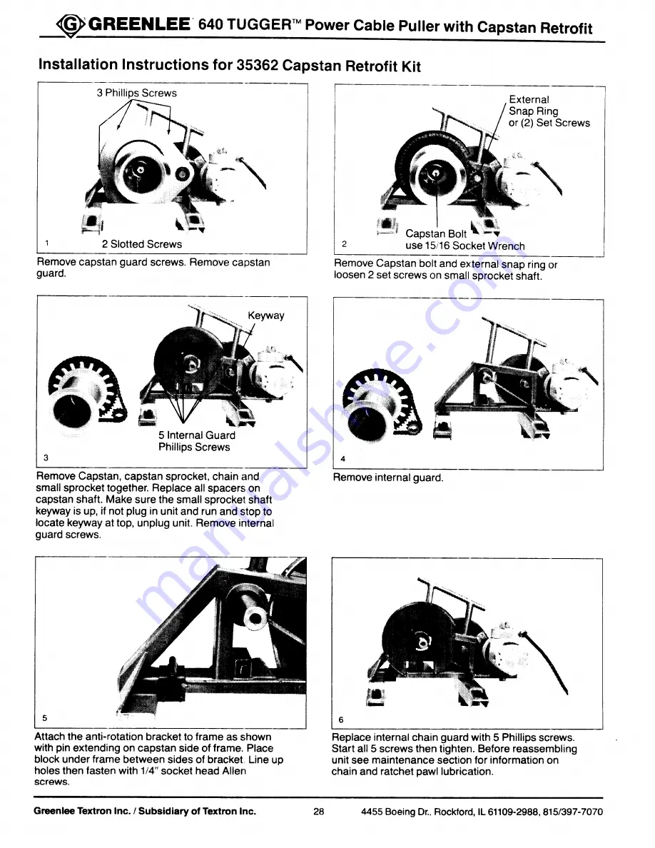 Greenlee Tugger 640 Operation, Service And Parts Instruction Manual Download Page 28