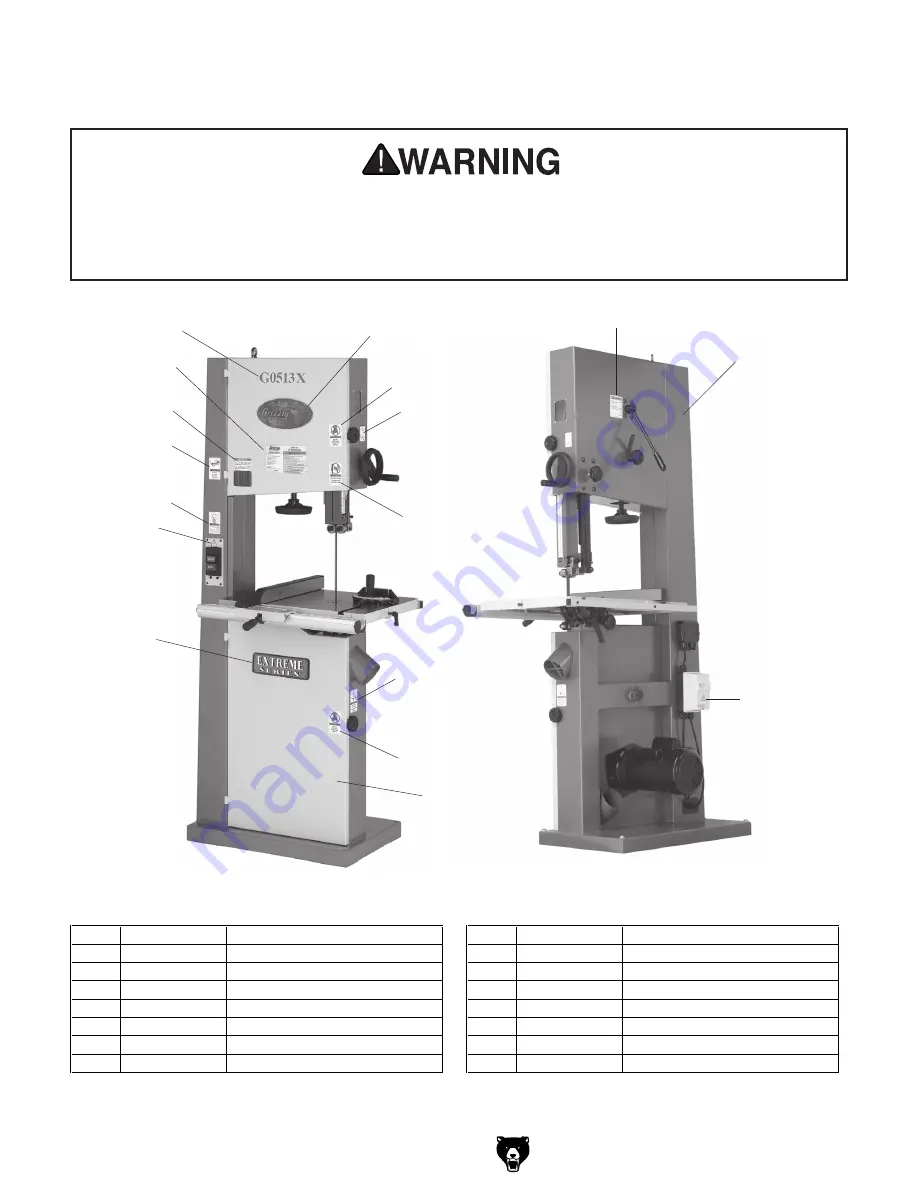 Grizzly EXTREME G0513X Owner'S Manual Download Page 81