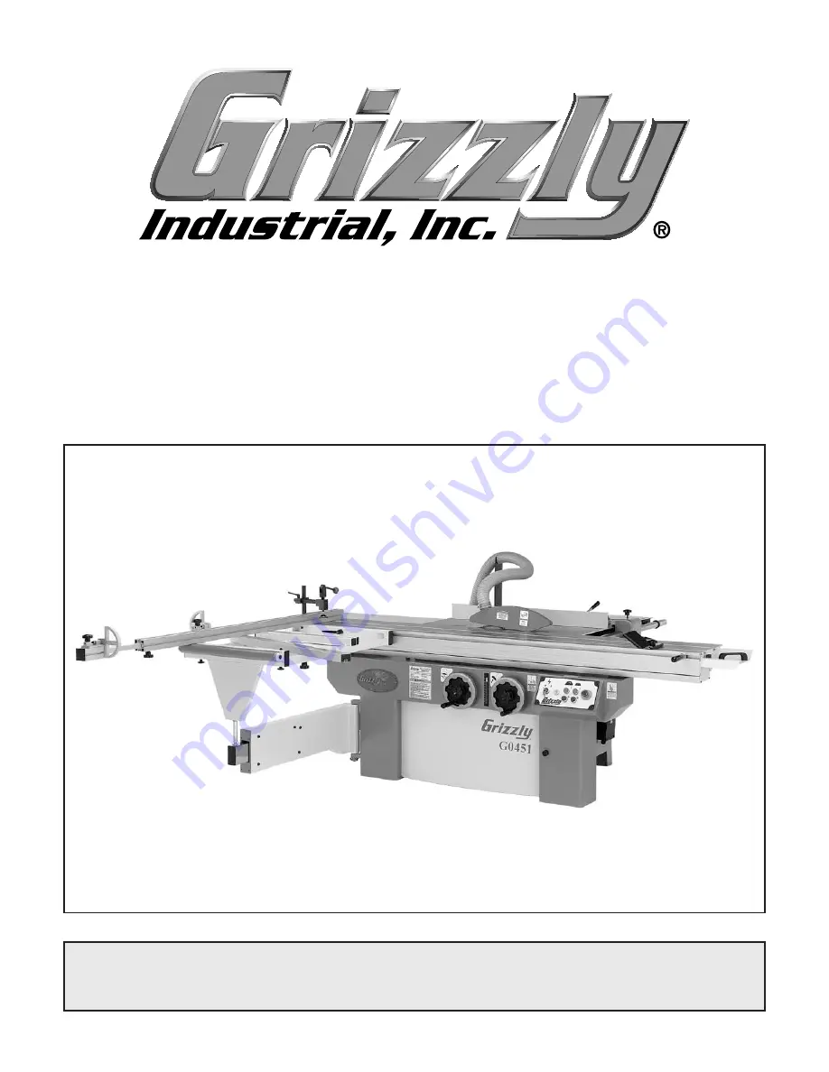 Grizzly G0451 Owner'S Manual Download Page 1