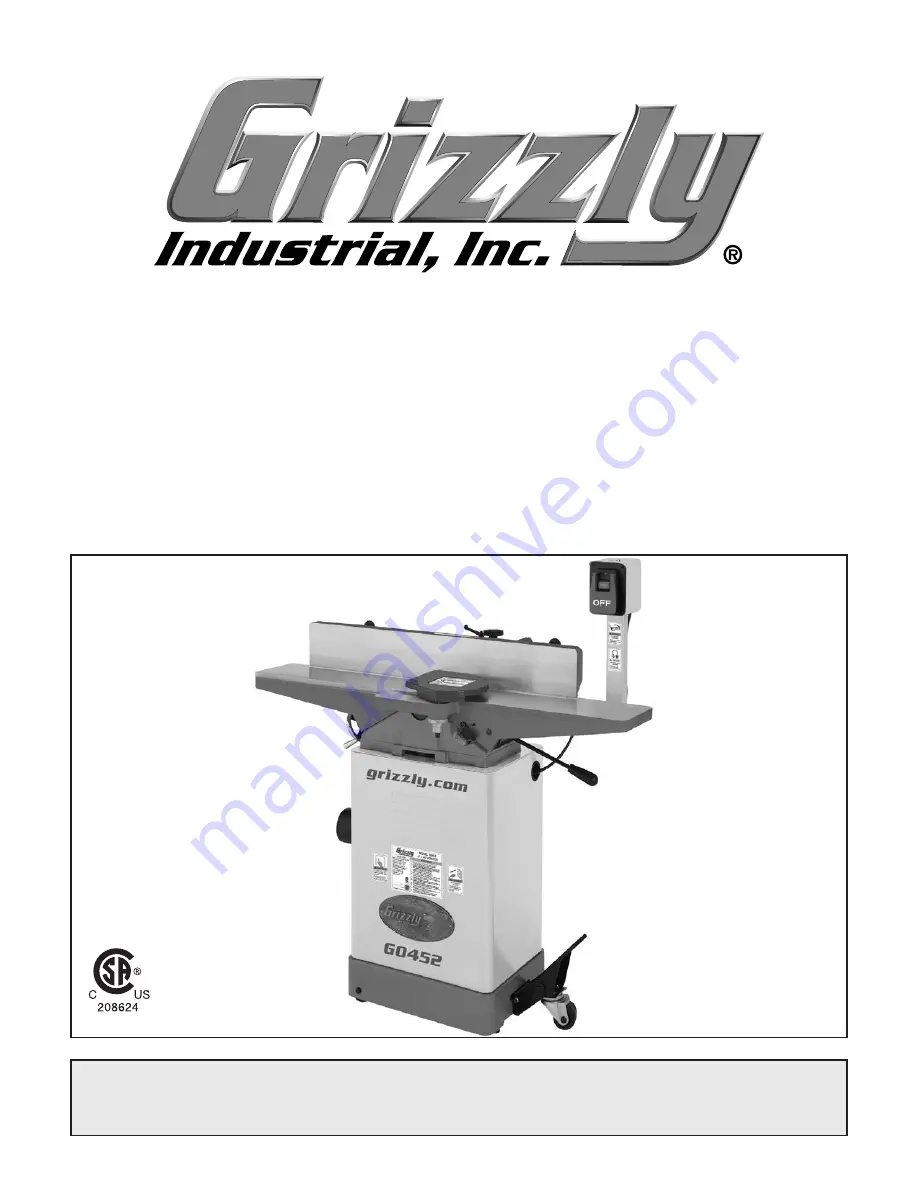 Grizzly G0452 Owner'S Manual Download Page 1