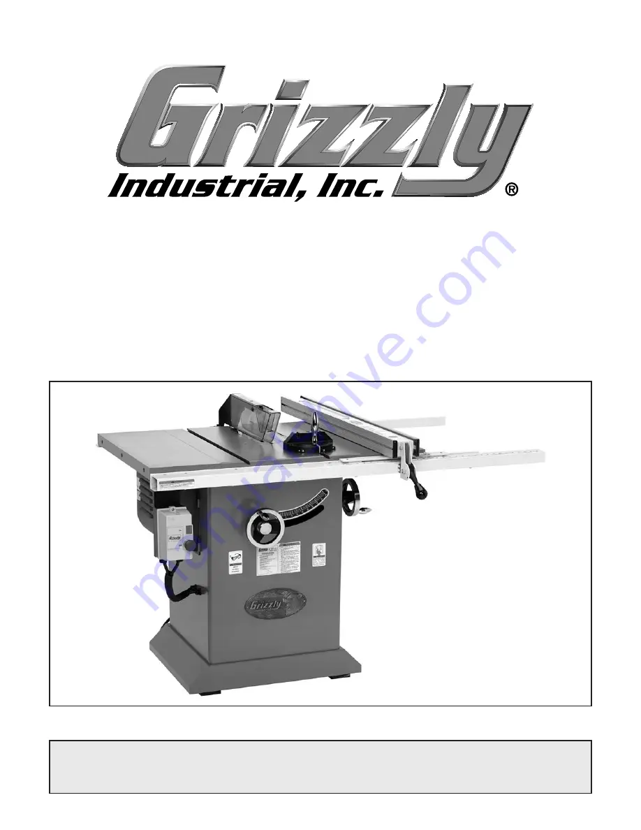 Grizzly G0478 Owner'S Manual Download Page 1