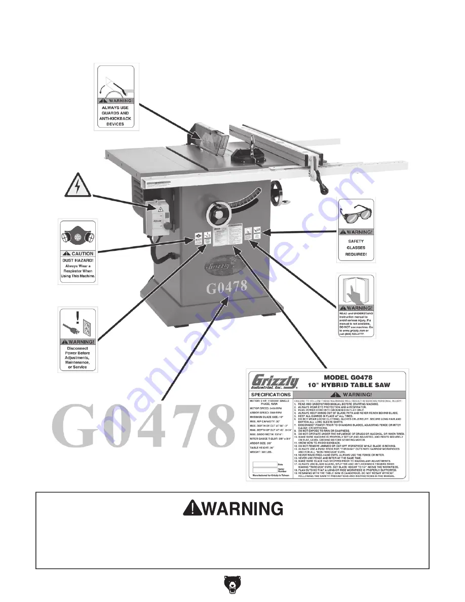 Grizzly G0478 Owner'S Manual Download Page 53