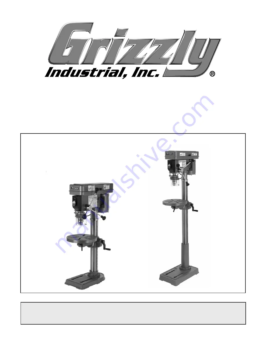 Grizzly G0485 Owner'S Manual Download Page 1