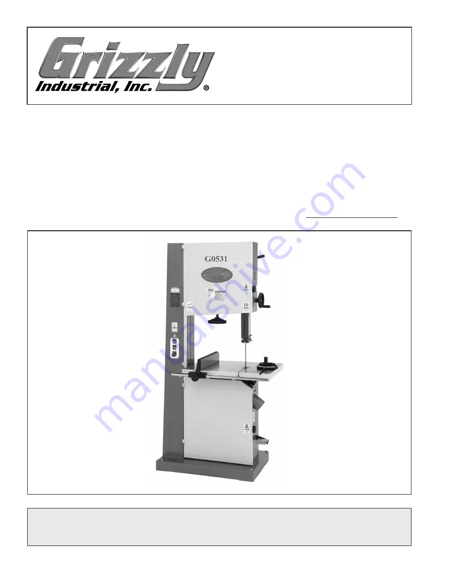 Grizzly G0531 Instruction Manual Download Page 1