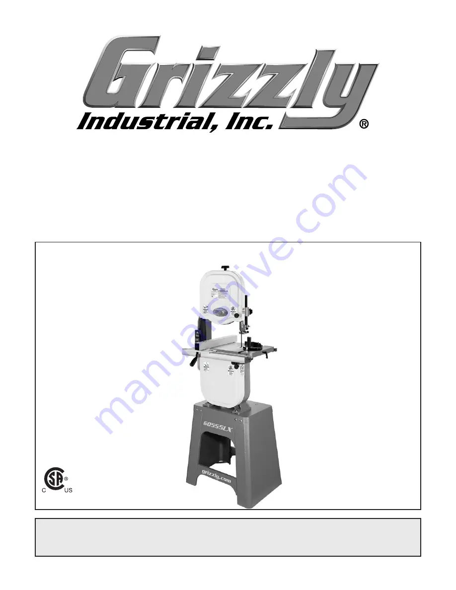 Grizzly G0555L Owner'S Manual Download Page 1