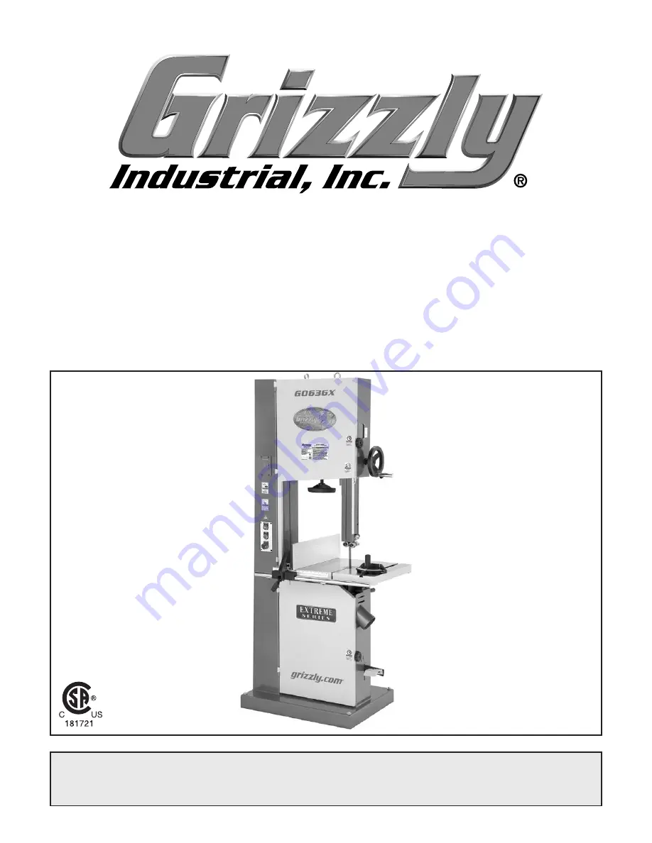 Grizzly G0636X Owner'S Manual Download Page 1