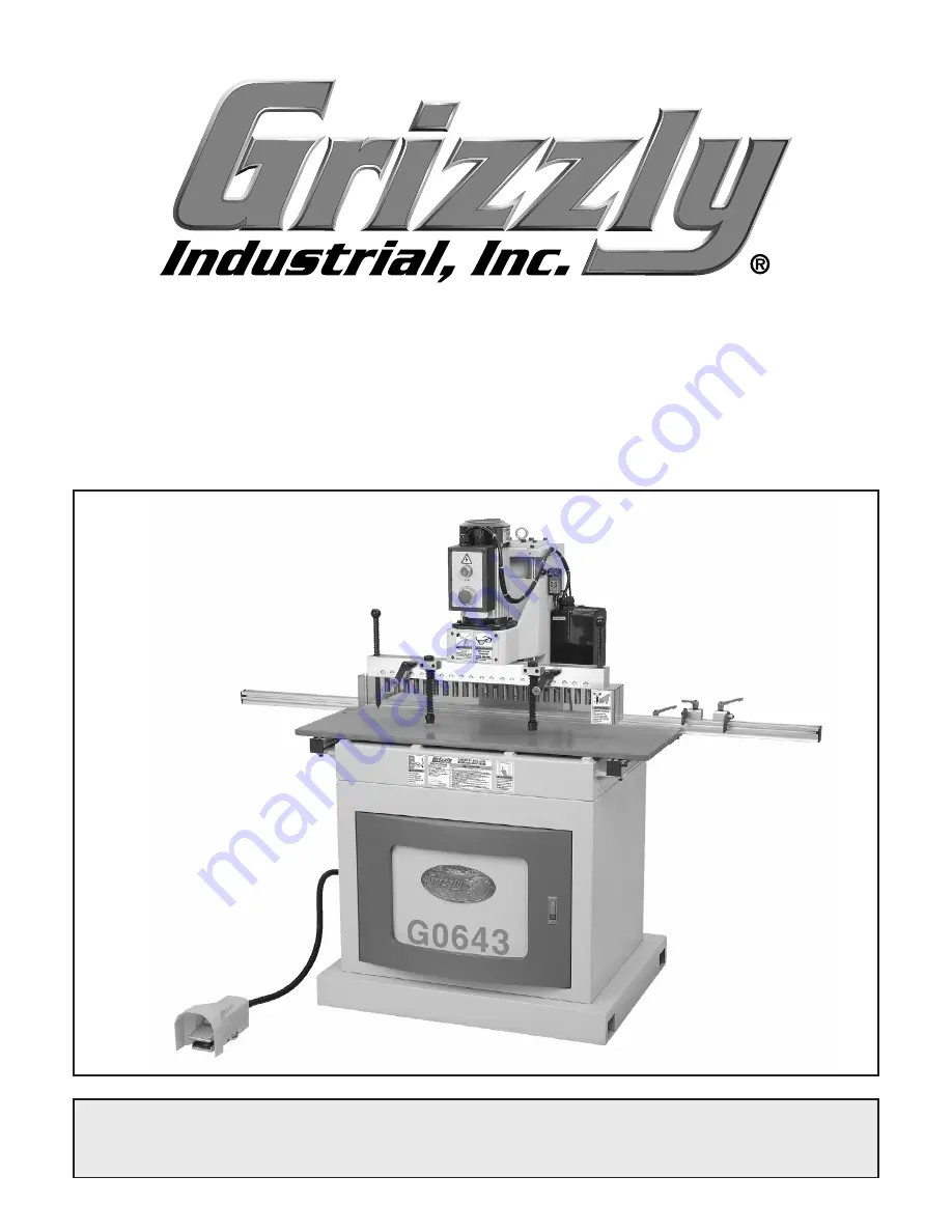 Grizzly G0643 Owner'S Manual Download Page 1