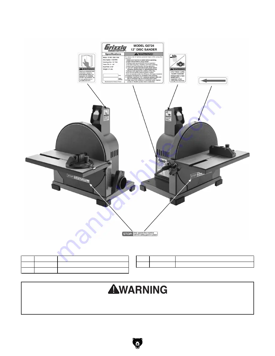 Grizzly G0724 Owner'S Manual Download Page 31