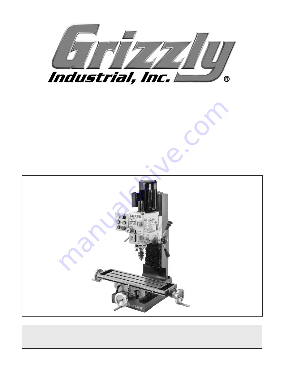 Grizzly G0795 Owner'S Manual Download Page 1