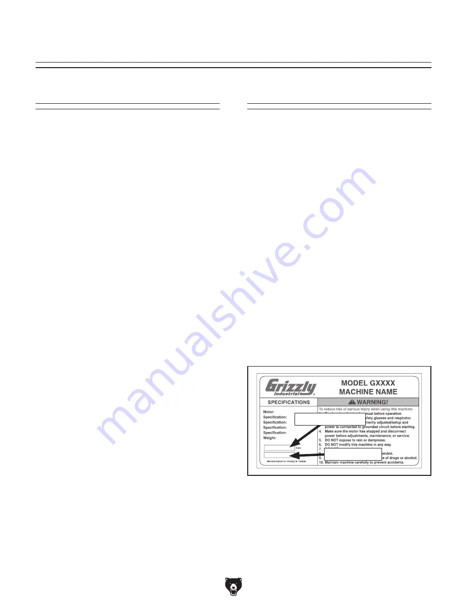 Grizzly G0803 Owner'S Manual Download Page 4