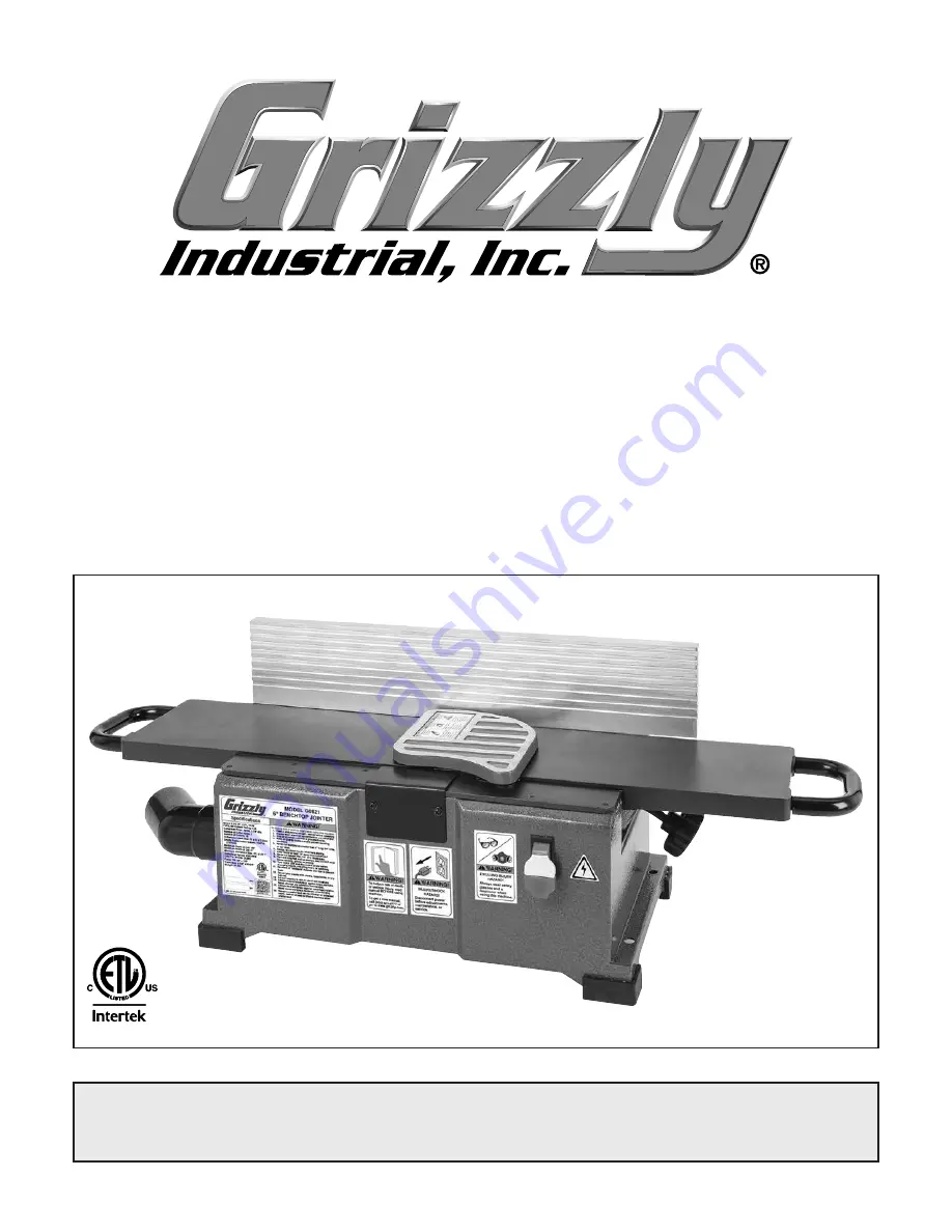 Grizzly G0821 Owner'S Manual Download Page 1