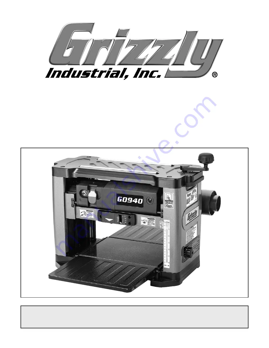 Grizzly G0939 Owner'S Manual Download Page 1