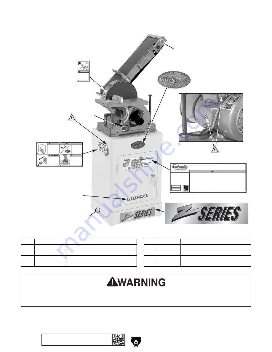 Grizzly G1014Z Owner'S Manual Download Page 62