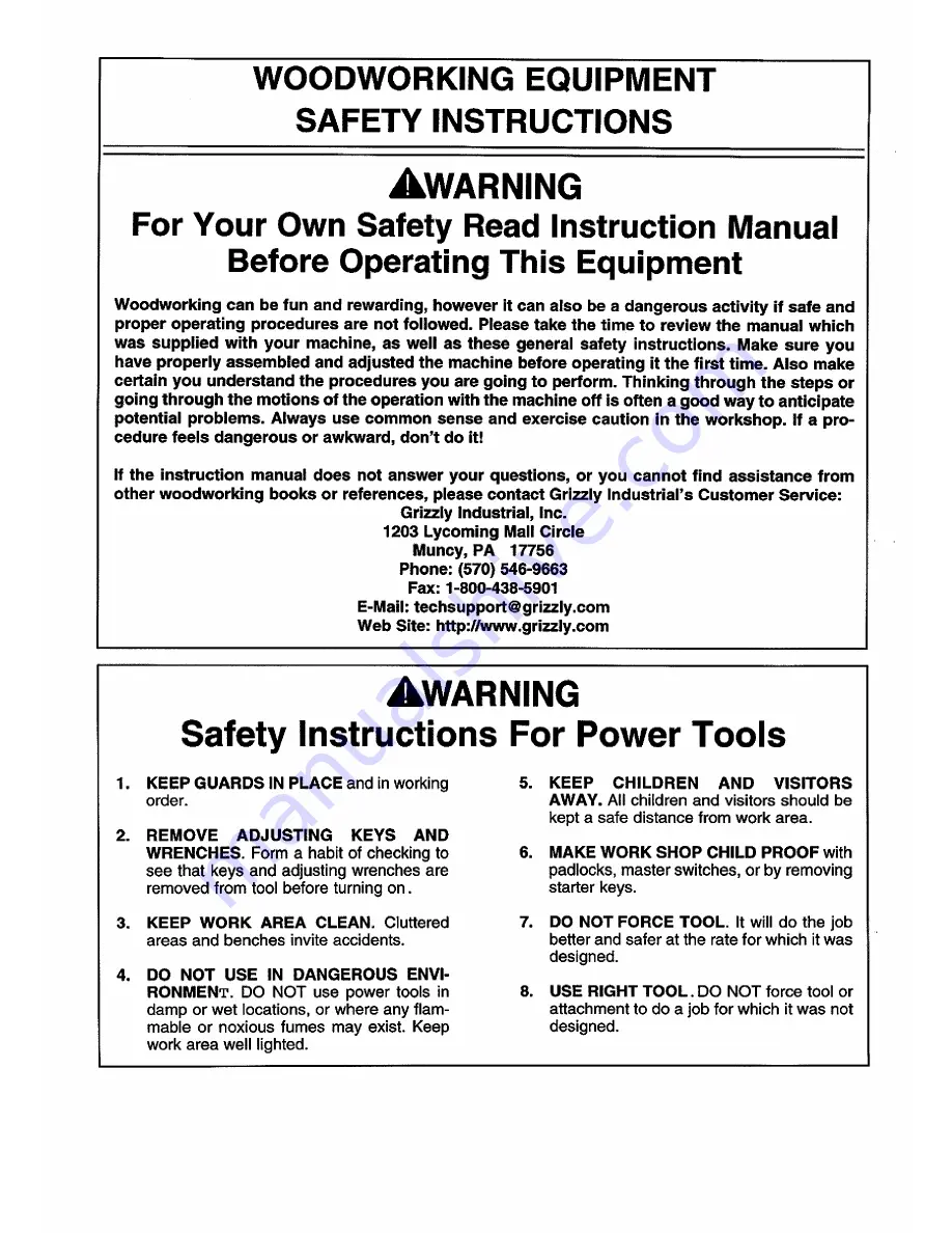 Grizzly G1067 Instruction Manual Download Page 3