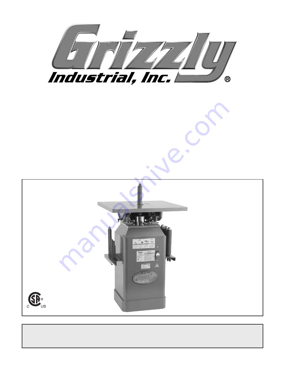 Grizzly G1071 Owner'S Manual Download Page 1