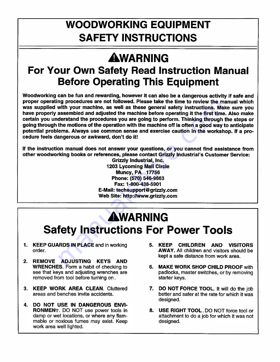 Grizzly G1072 Instruction Manual Download Page 3