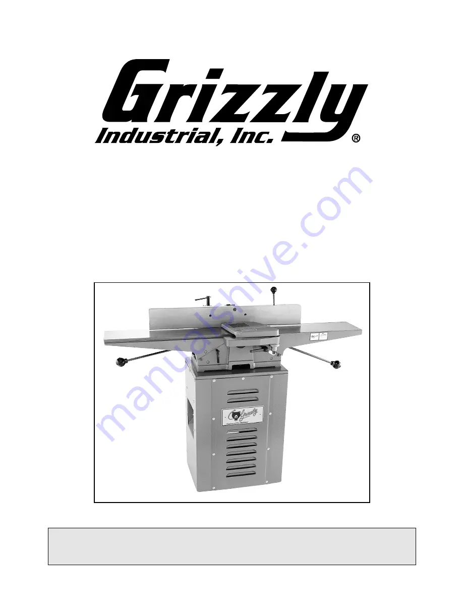 Grizzly G1182 Instruction Manual Download Page 1